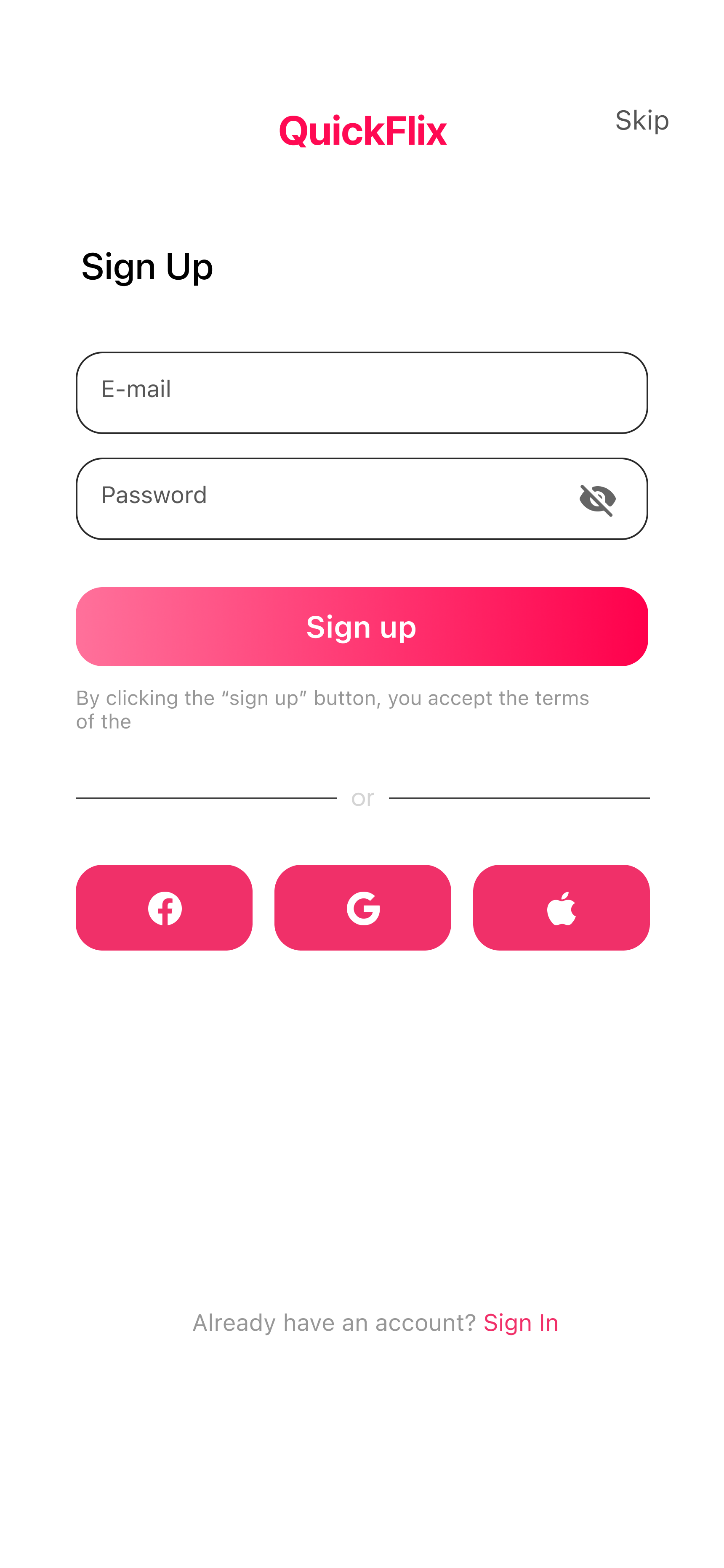 Sign Up Screen