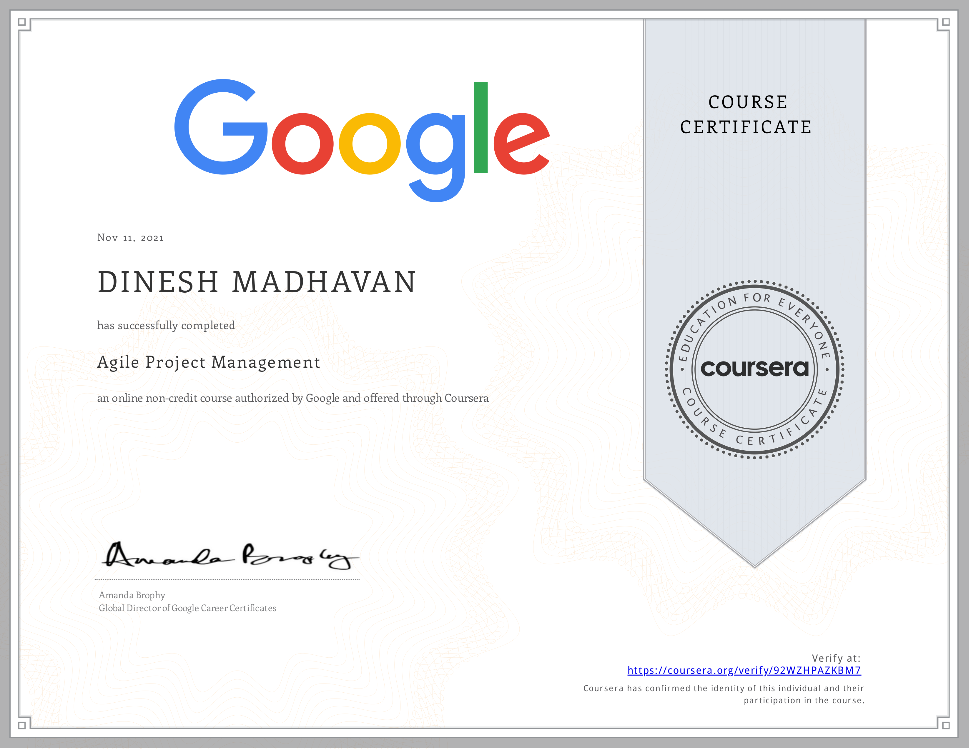 Coursera Certificate