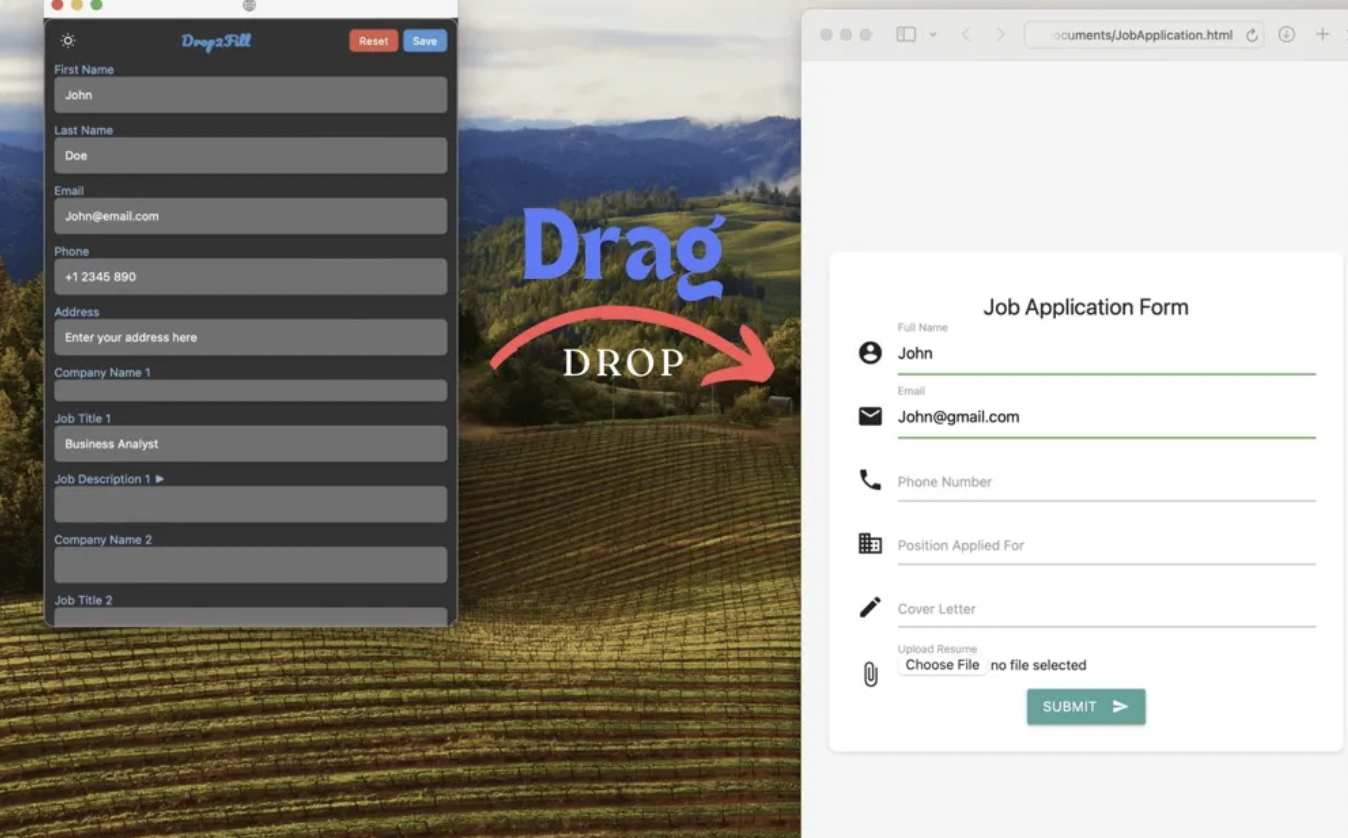 Drop2Fill Interface