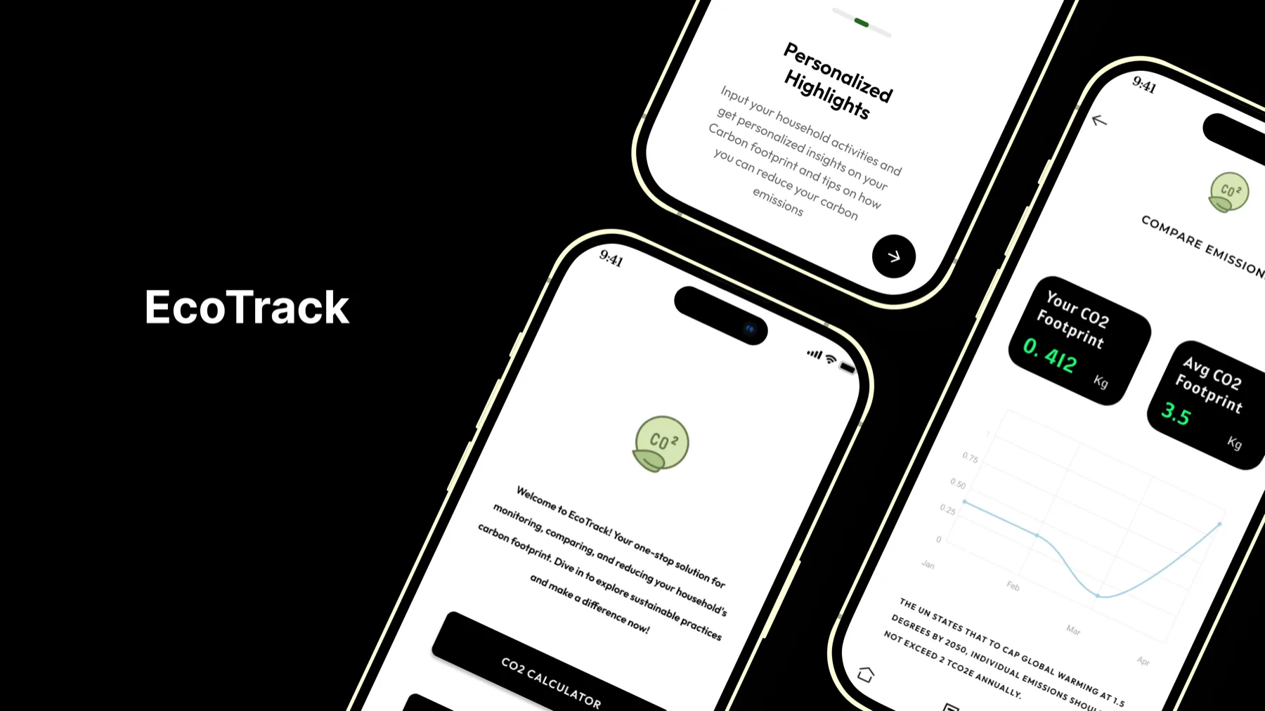 EcoTrack prototype dark screens