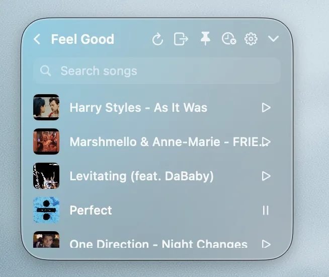 MiniTune playlists view